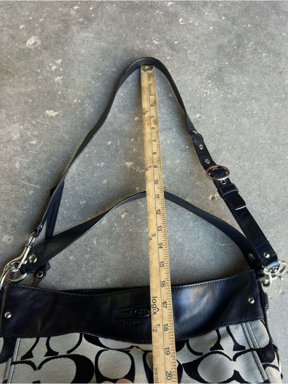 Coach Signature C Zoe Hobo Bag Black White Y2K Canvas Leather F14709 - Picture 14 of 14